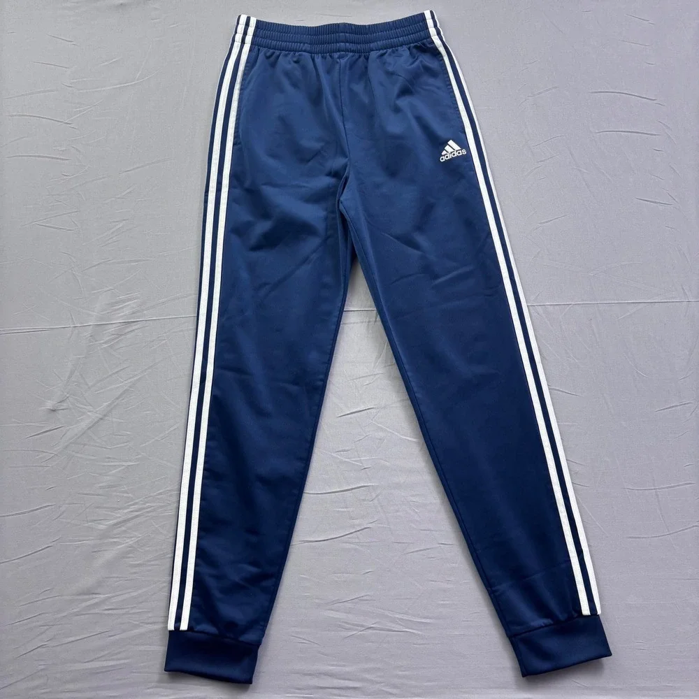 Adidas Navy Blue 3-Stripe‎ Track Pants Joggers Tapered Cuffed Size Large 14/16